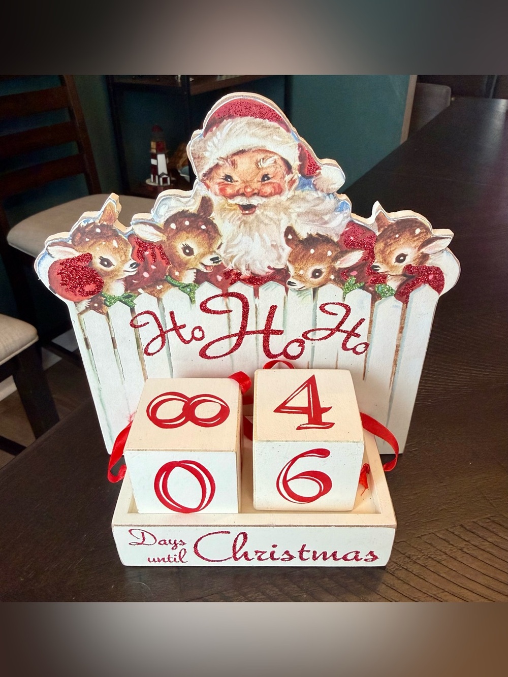 Primitives by Kathy Red and White Santa 'Ho Ho Ho' Christmas Countdown